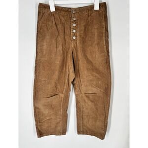 We The Free Osaka Mid Rise Barrel Corduroy Sz 29 Taupe Boho Cropped Button Fly